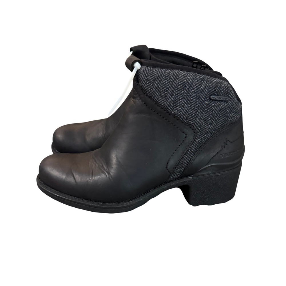 Merrell Women Black Leather Waterproof Herringbone Ankle Boots J000886 Size 7